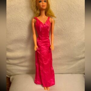 Vintage 1977 Barbie Superstar Pink Satin Dress #9720. Some stains